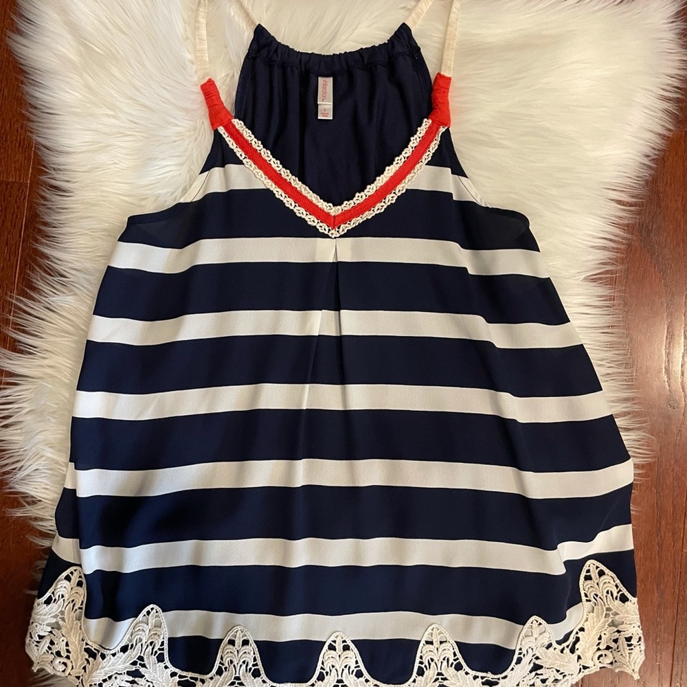 Xhilaration striped navy, white, and red top